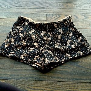 Black and nude lace pattern shorts
